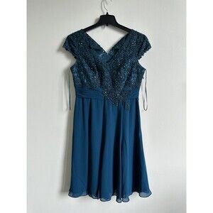 Jacques Vert Petite Lace Bodice Dress Dark Teal Dresse Size Petite 12 $390